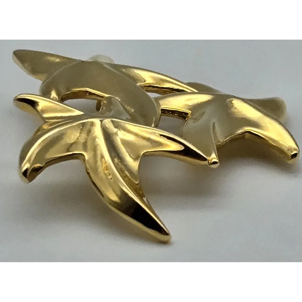 Gold Tone Starfish Brooch‎ Vintage Coastal Chic Ocean Beach Sea Life Pin